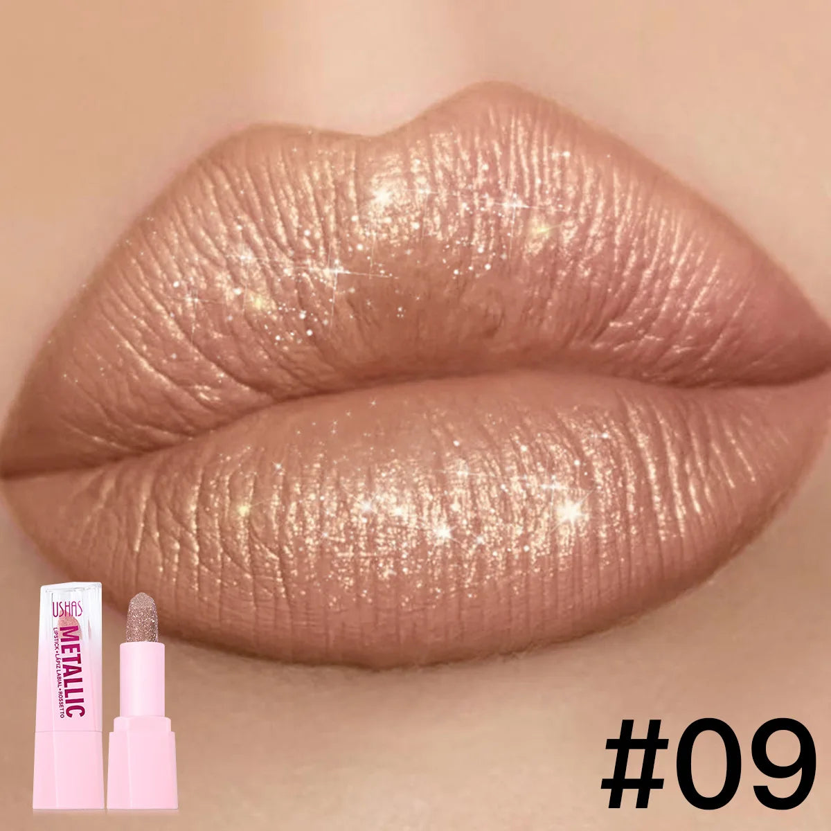 USHAS Pearlescent Matte Lipstick | Waterproof, Non-Stick Cup