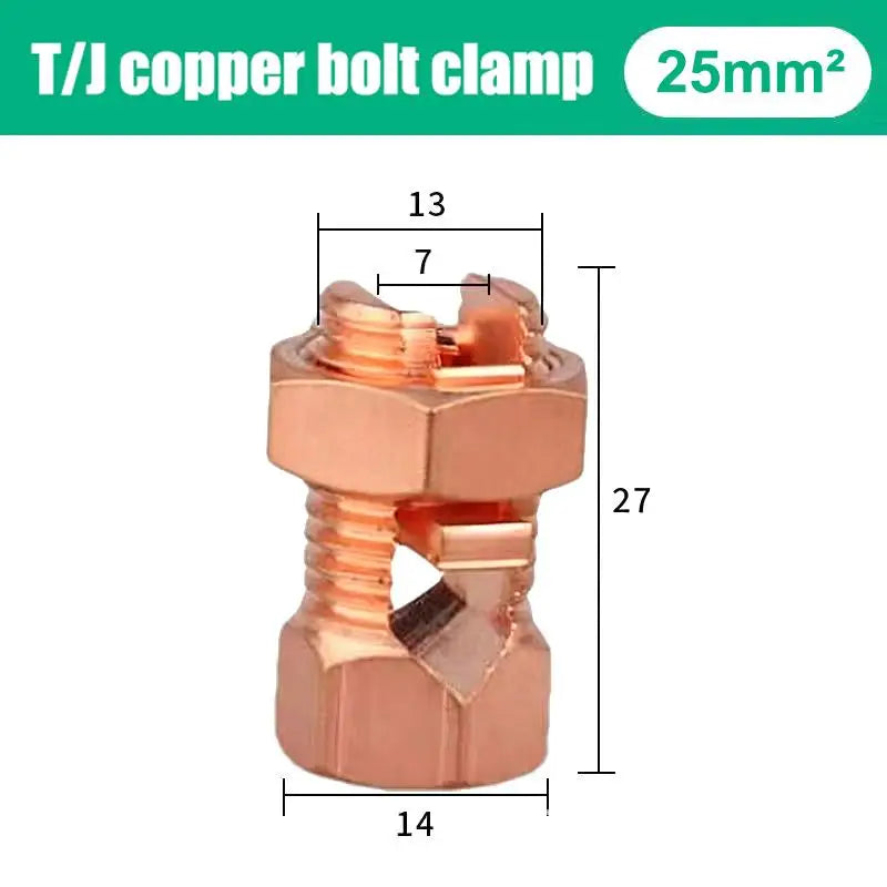 TJ Series Copper Split Bolt Connector 10–70mm² Wire Clamp
