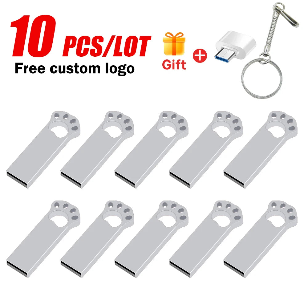 10-Pack Custom Logo Metal USB Flash Drives 128MB–128GB USB Flash Drive PRIMED 4GB x10pcs silver u disk 1 China Mainland