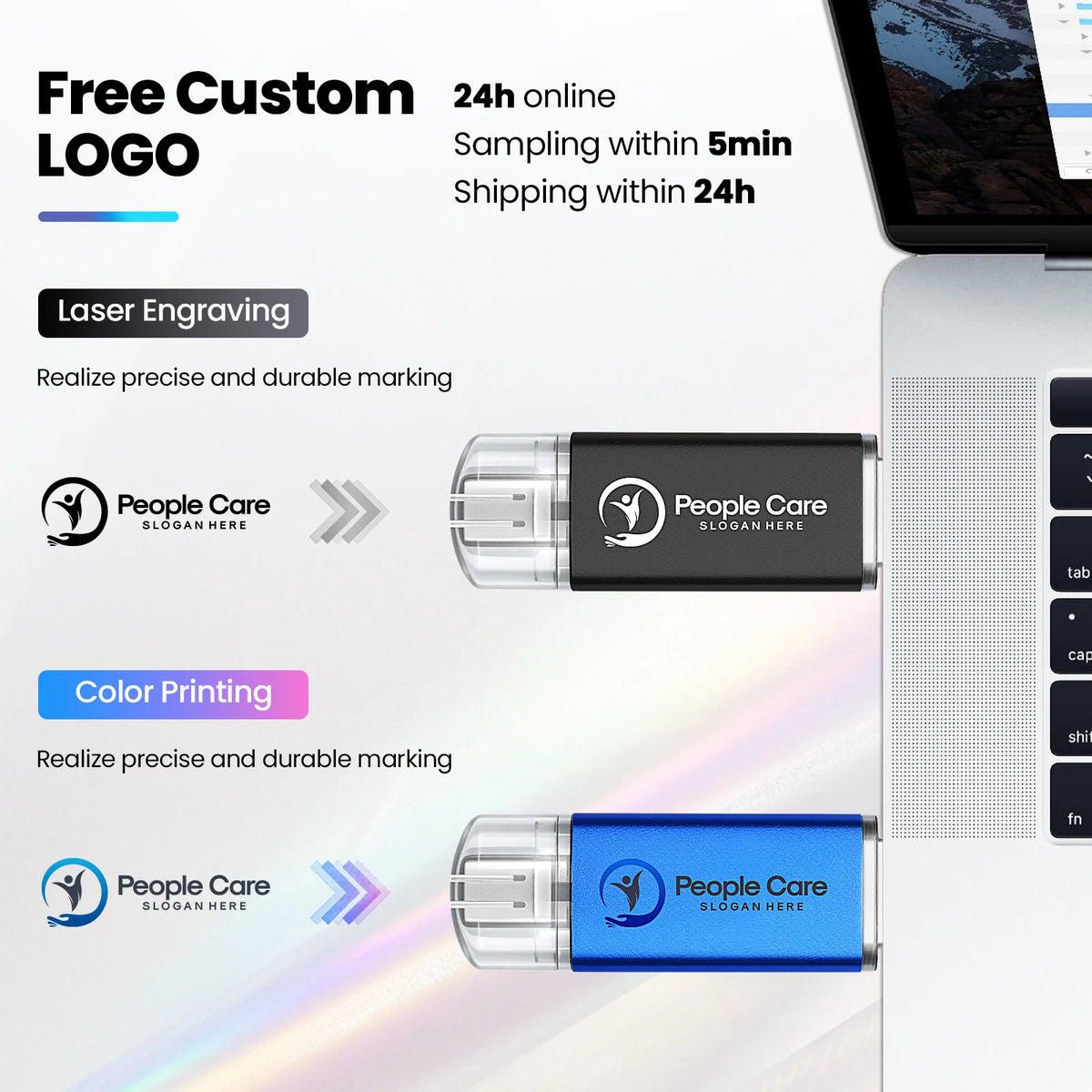 Type-C USB Flash Drive 4GB–128GB | Free Custom Logo Black USB Flash Drive PRIMED