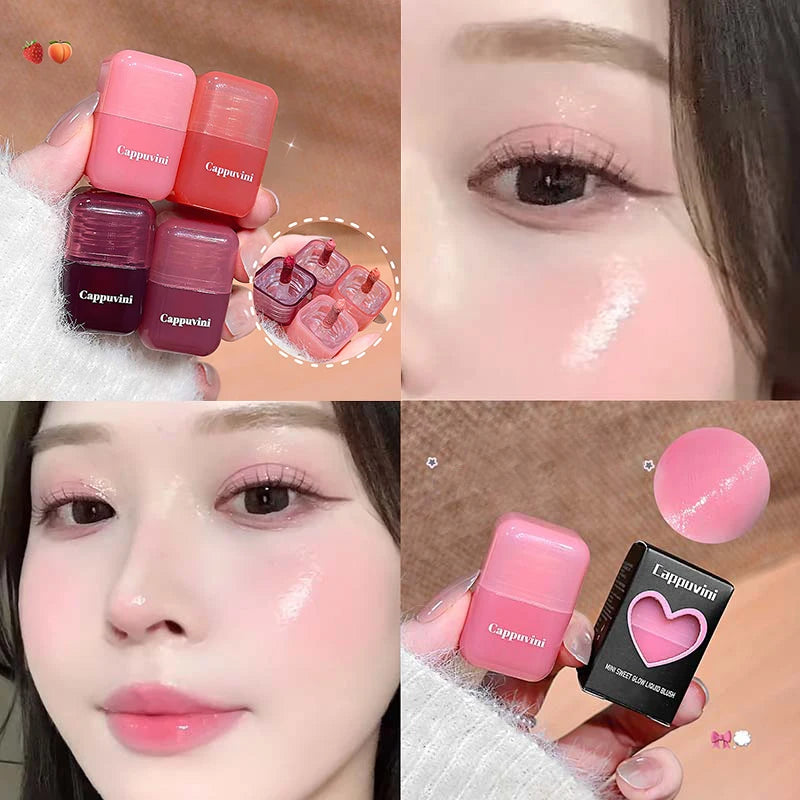 Cappuvini Liquid Blush – Moisturizing Korean Makeup 4 Colors Liquid Blush PRIMED