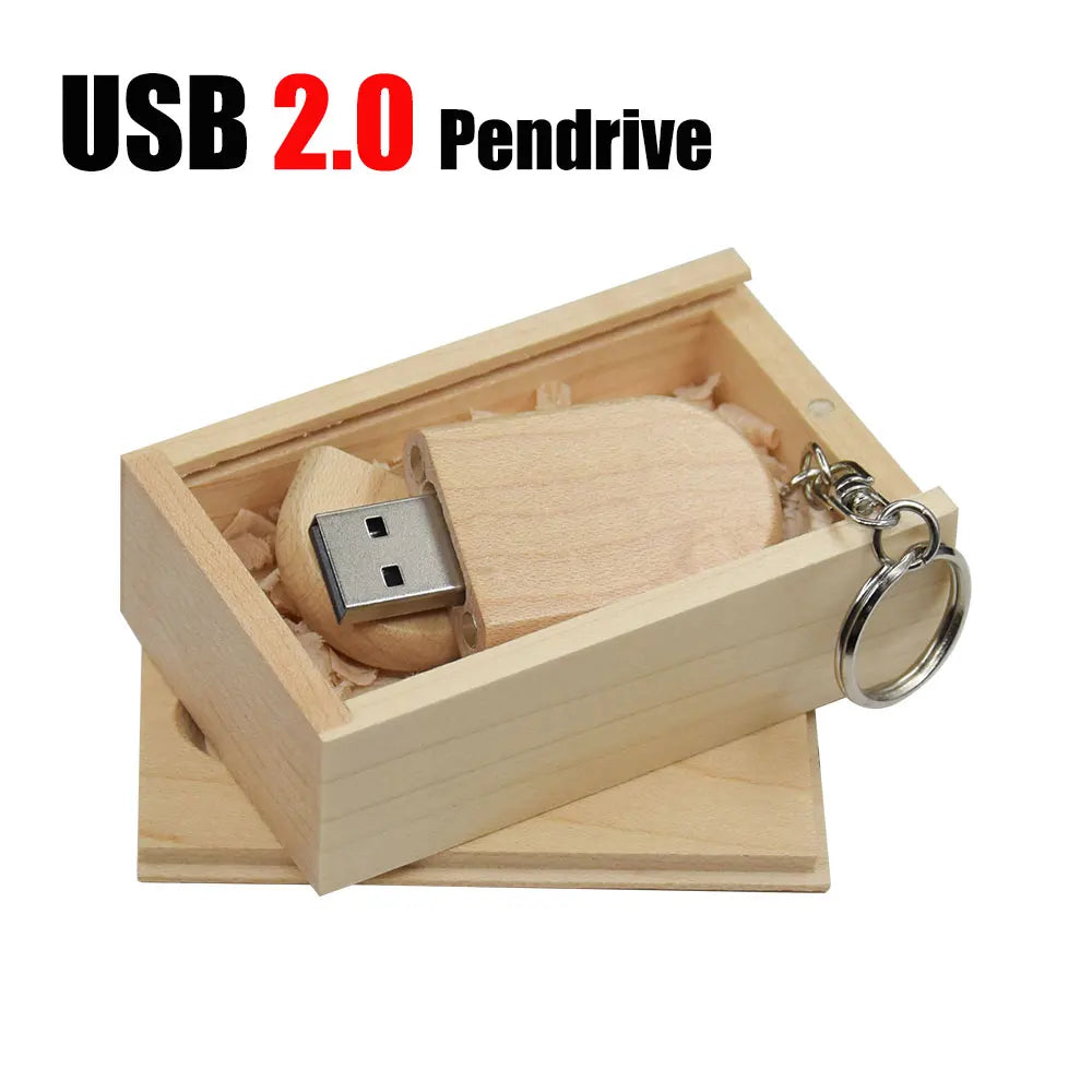 Wooden USB Flash Drive Custom Logo Key Chain | 4–32GB Gift Wooden USB Flash Drive PRIMED 4GB Maple-BOX