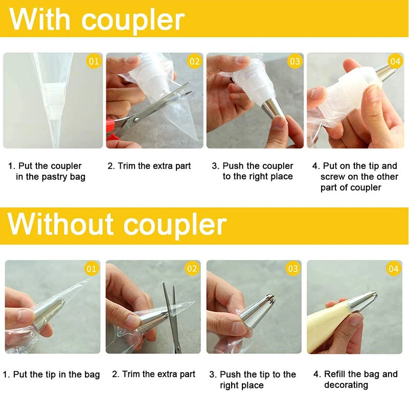 100 Pcs Disposable Anti-Burst Piping Bags for Icing & Baking