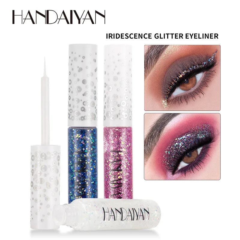 HANDAIYAN 12-Color Glitter Liquid Eyeliner – Metallic Shades Glitter Liquid Eyeliner PRIMED