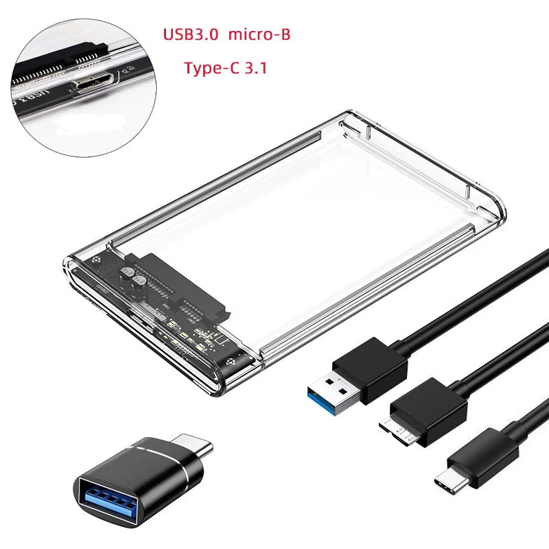 USB 3.0 Type-C 2.5" SATA HDD SSD Enclosure – Tool-Free UASP Hard Drive Enclosure PRIMED