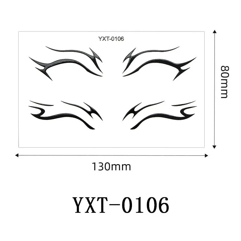 Gothic Metallic Eye Corner Temporary Tattoo Stickers | Cosplay Face Tattoo Stickers PRIMED YXT-106-1Pc
