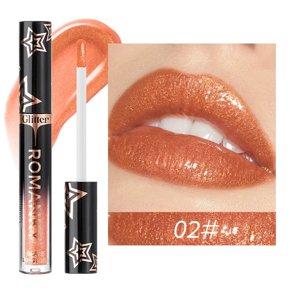 Pearl Metallic Lip Gloss – Waterproof Glitter Mirror Lip Glaze Lip Gloss PRIMED 02 2.3g