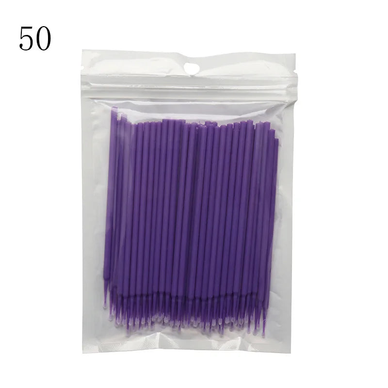 Micro Disposable Eyelash Applicator Brushes – 50/100 Pack Makeup Applicator Brushes PRIMED 50Pcs Dark Purple