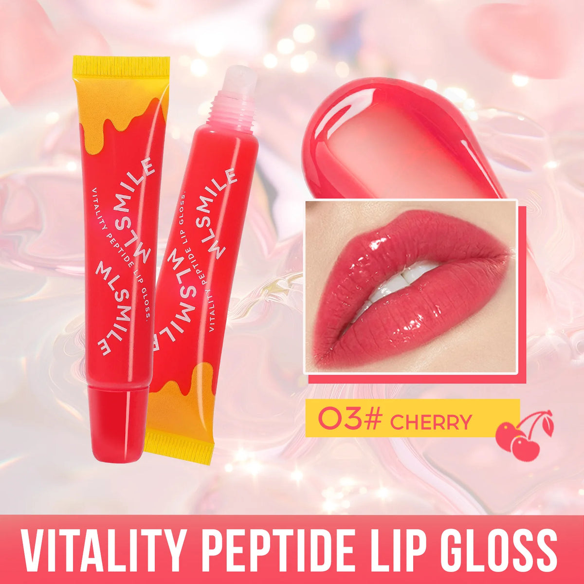 MLSMILE Peptide Plumping Lip Gloss – Clear Hydrating Glaze Plumping Lip Gloss PRIMED 03