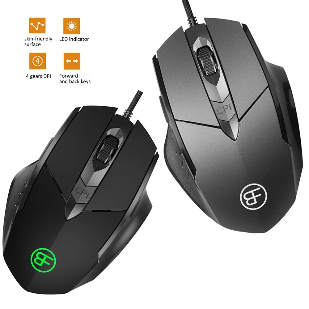 MissionFit Ergonomic USB Wired Mouse – 6 Buttons, 7200 DPI Wired Optical Mouse PRIMED