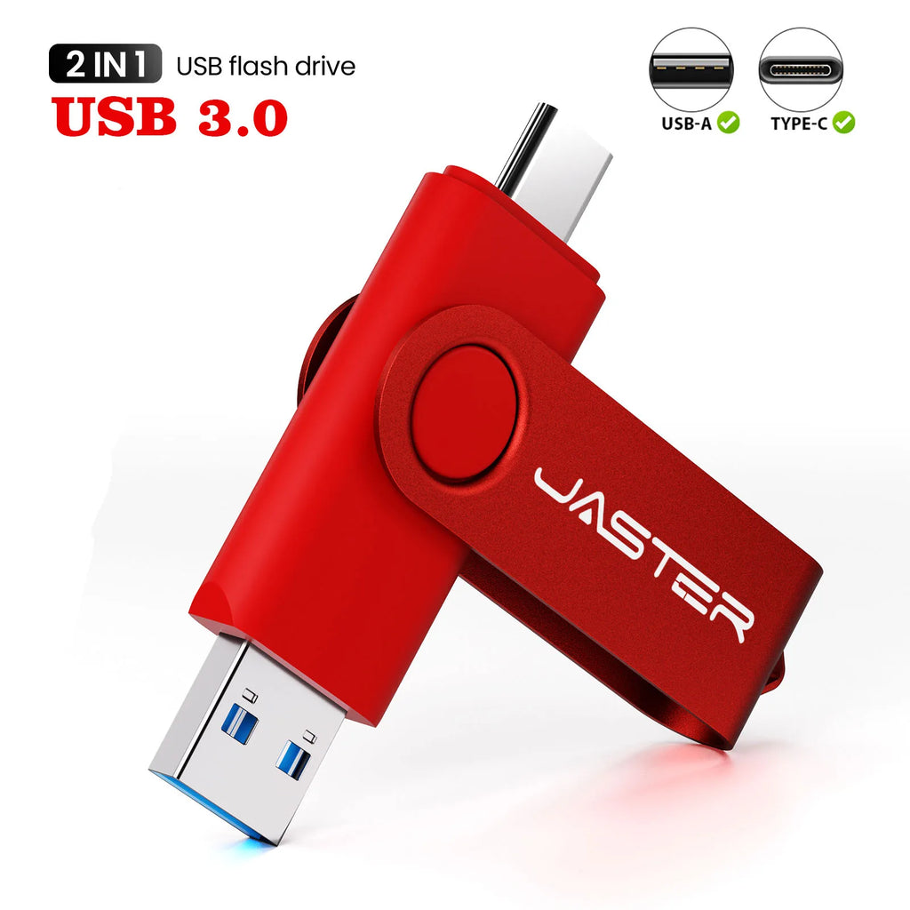 JASTER 2-in-1 Type-C USB 3.0 Flash Drive 16GB–128GB USB Flash Drive PRIMED
