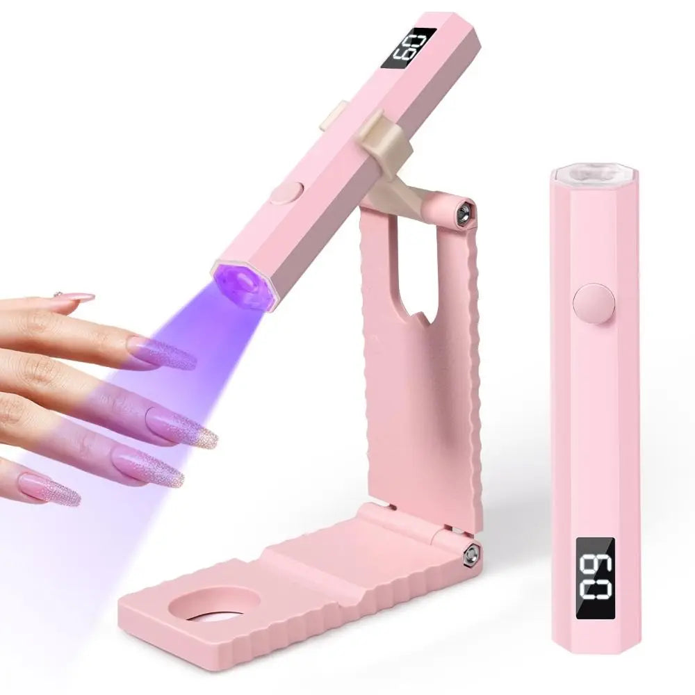 Portable Rechargeable UV Nail Lamp – Foldable Stand & LCD