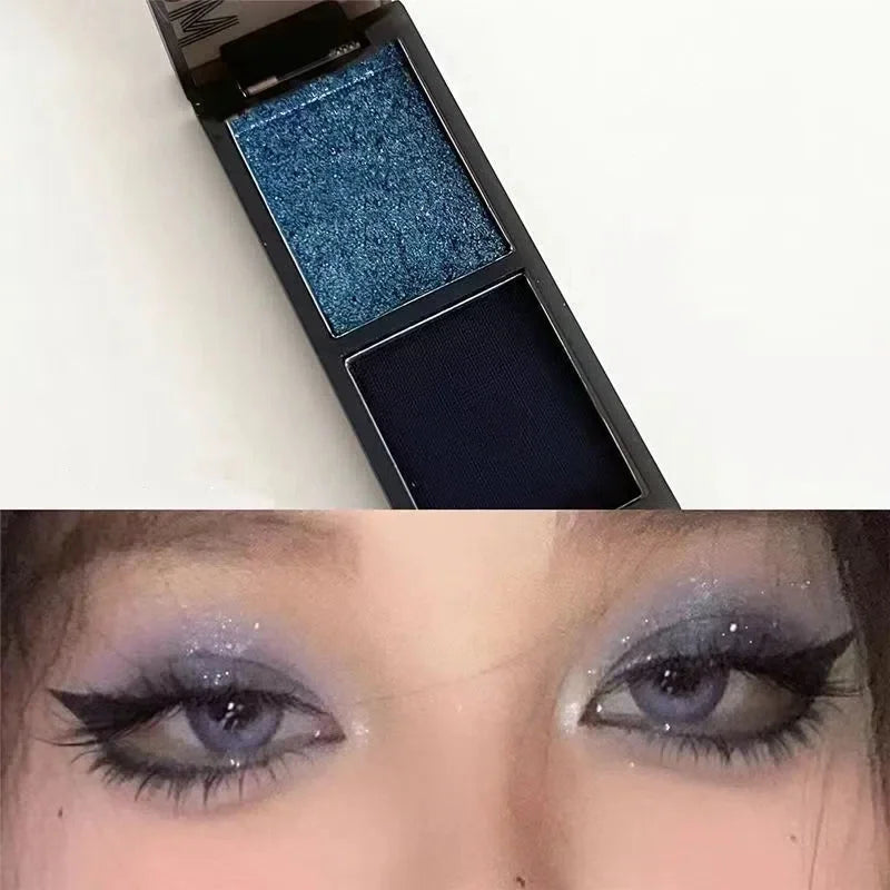 Two-Color Matte & Glitter Eyeshadow Palette – Red & Black