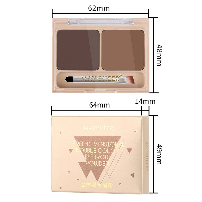 2-Color Waterproof Eyebrow Powder Palette with Brush Eyebrow Powder Palette PRIMED