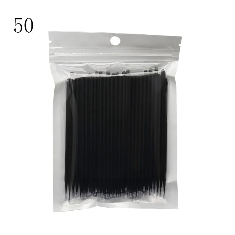 Micro Disposable Eyelash Applicator Brushes – 50/100 Pack Makeup Applicator Brushes PRIMED 50Pcs Black