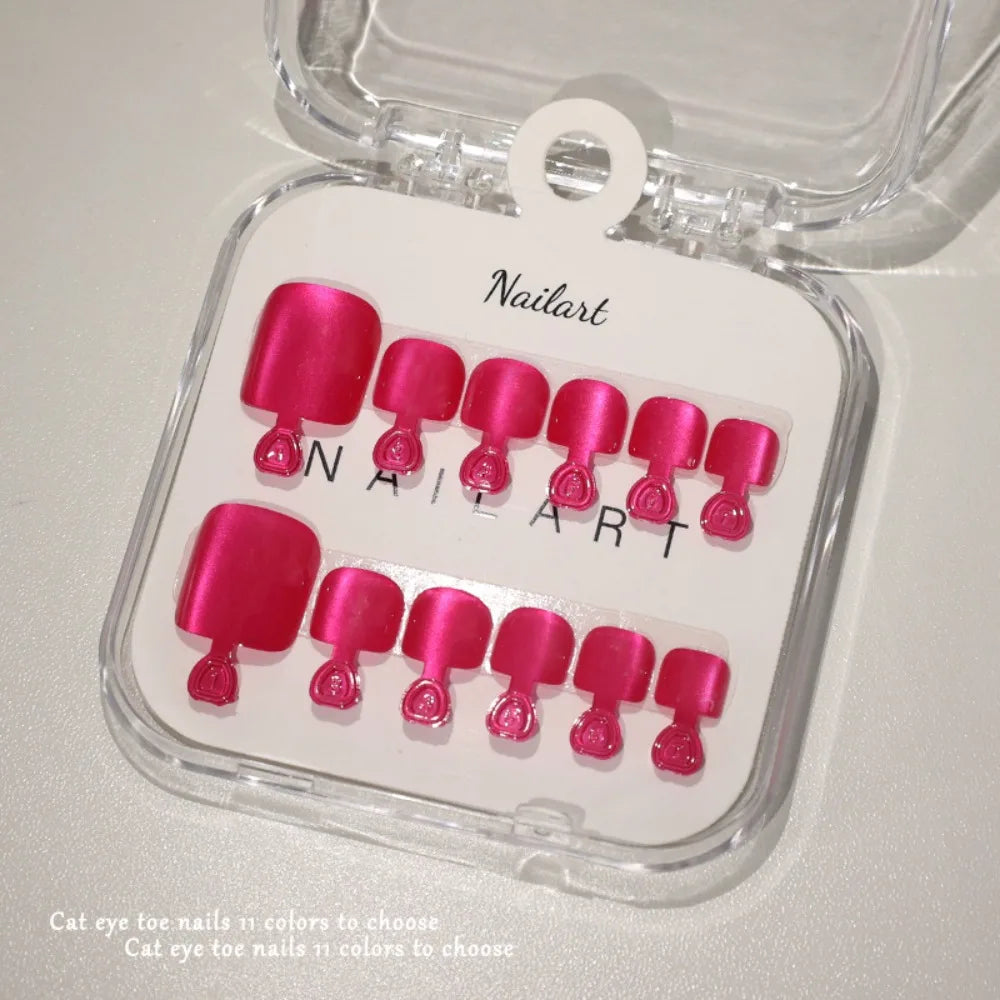 Cat Eye Press-On Toe Nails | Shiny Y2K Full Cover Tips