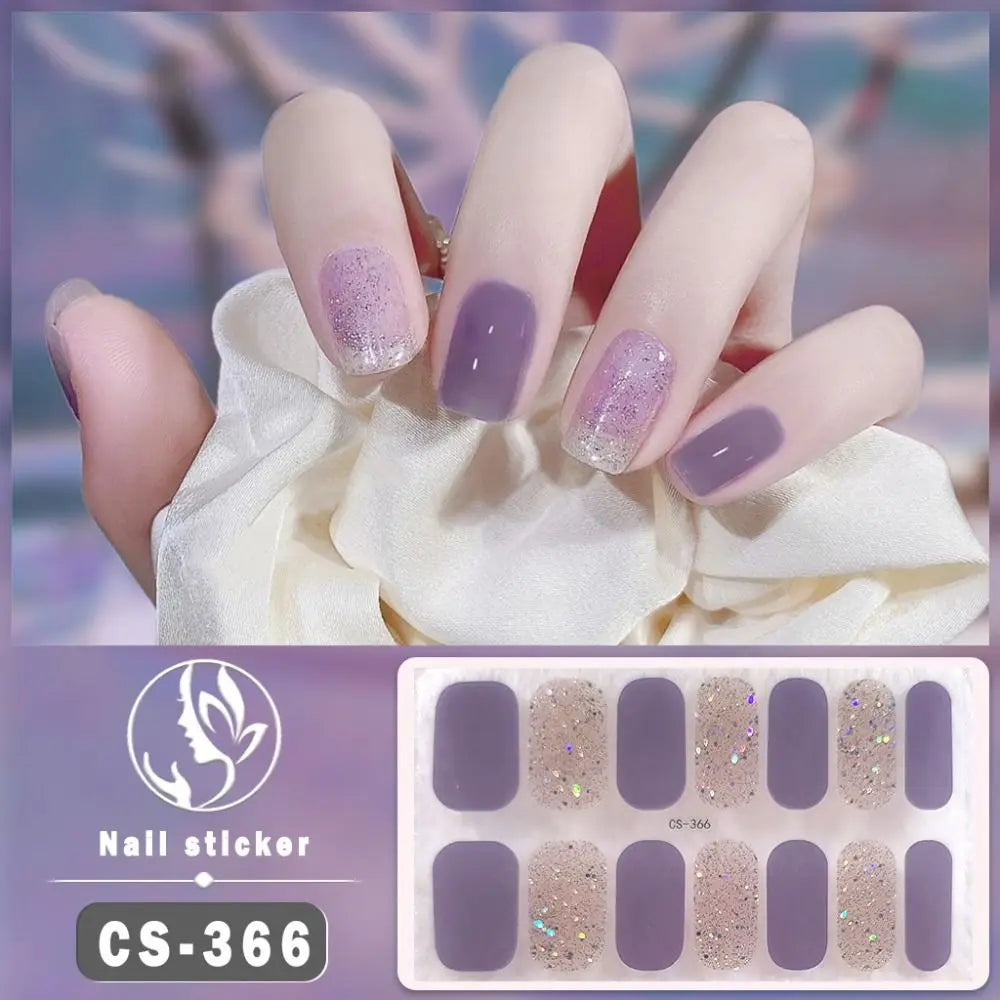 Waterproof Foil Gel Nail Stickers – 14 Tips Full Nail Wraps