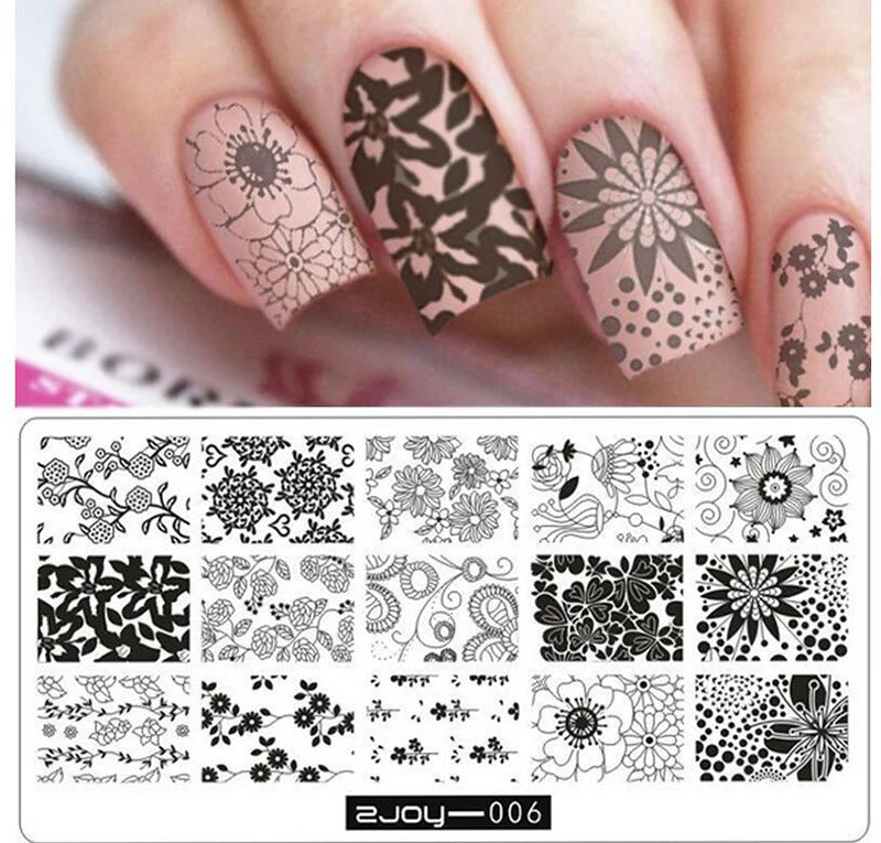 Nail Art Stamping Plate 6×12cm – Cactus Floral & Animal Designs Nail Stamping Plate PRIMED