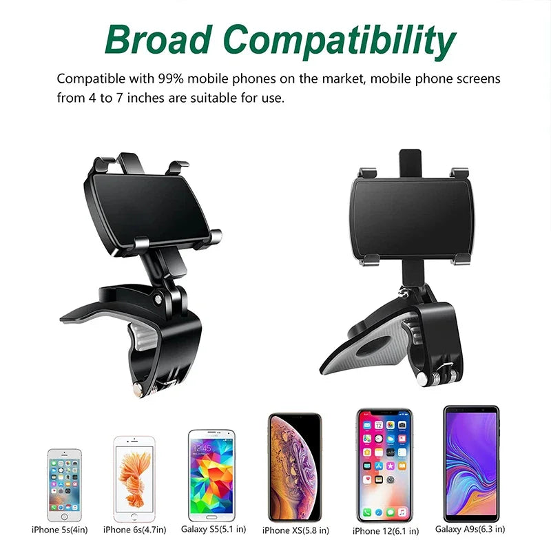 Universal Car Dashboard Phone Holder – 360° Clip Mount Car Phone Mount PRIMED