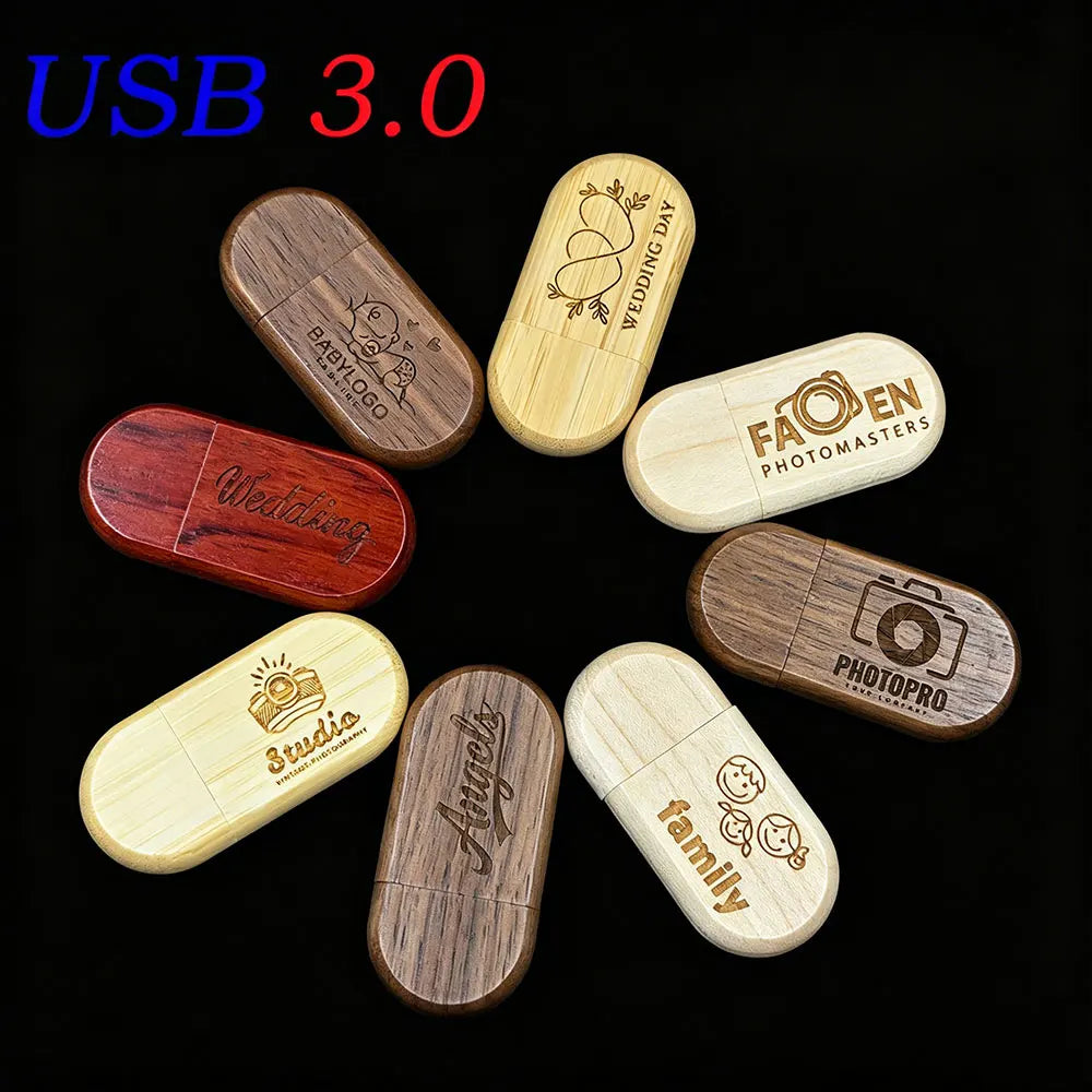 10-Pack Custom Logo USB 3.0 Flash Drives 64GB Wooden Gift Set Custom USB Flash Drive PRIMED