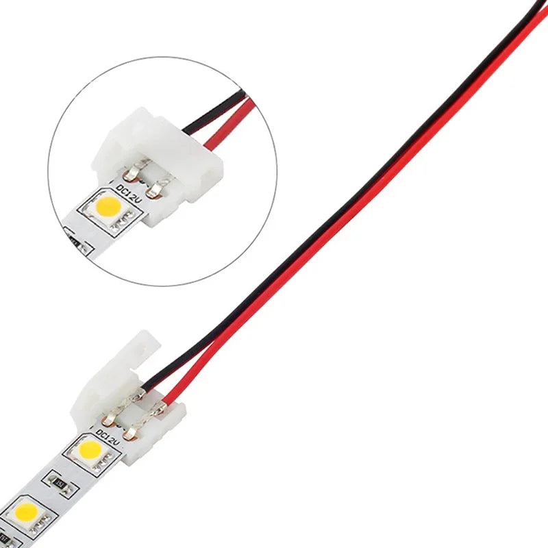 10-Pack 2-Pin LED Strip Connector Clips 8mm 10mm SMD 5050