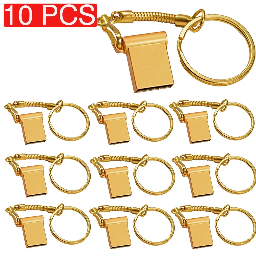 10-Pack Mini Metal USB Flash Drives | Free Custom Logo 128GB USB Flash Drive PRIMED 128MB (Not GB) Gold