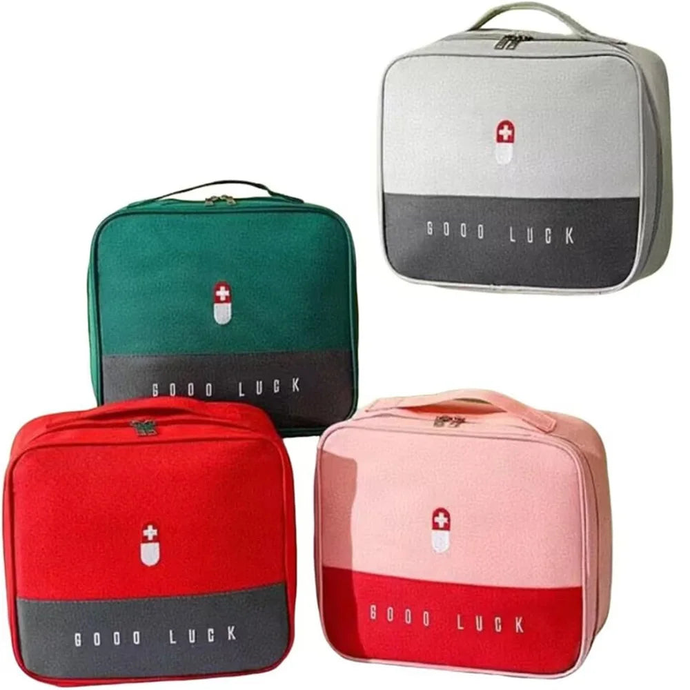 Red Portable First Aid Bag – Multi-Compartment Medical Organizer