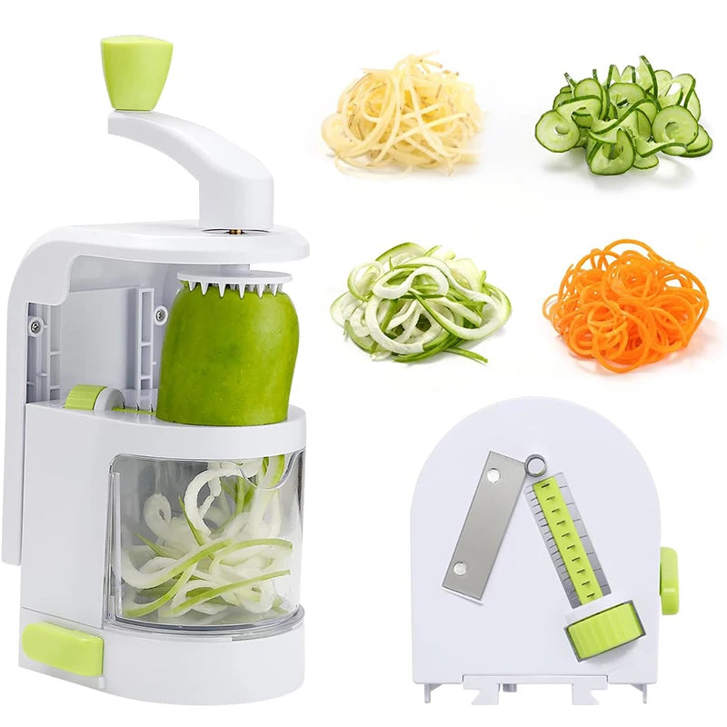 LMETJMA 4-in-1 Vegetable Spiralizer | Rotating Blade Slicer Vegetable Spiralizer PRIMED