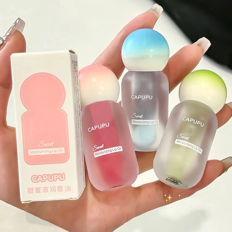 Peach Crystal Jelly Lip Oil Gloss – Hydrating & Plumping Lip Oil Gloss PRIMED