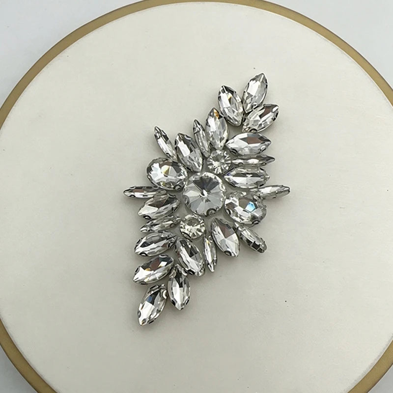 Iron-On Rhinestone Floral Applique – Crystal Patch for Bridal DIY