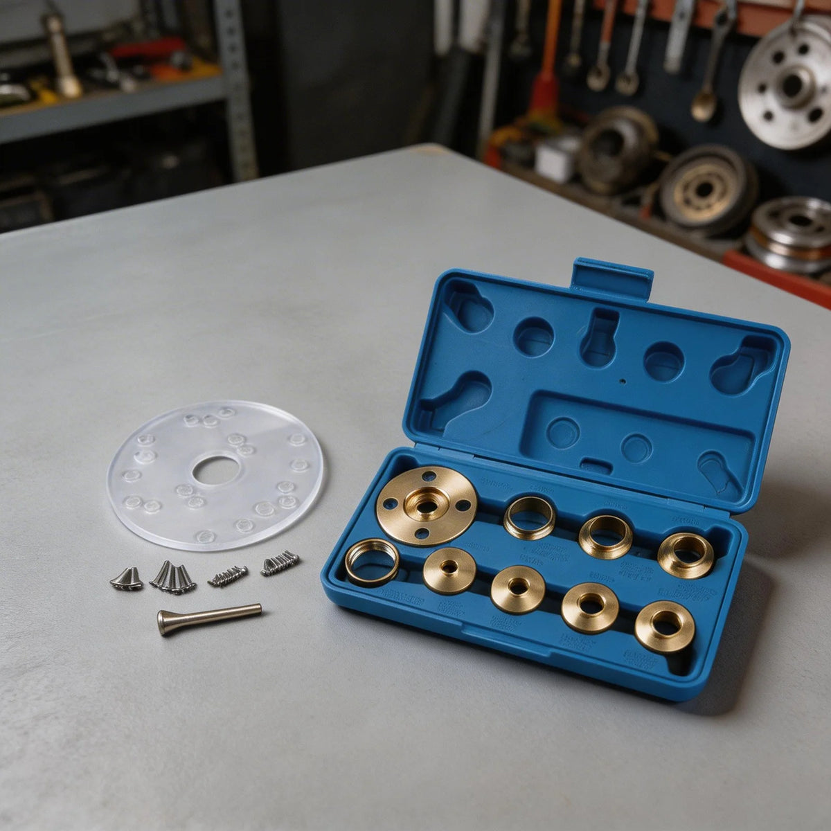 10-Piece Brass Router Bushing Set with Acrylic Base Plate & Case Router Bushing Set PRIMED