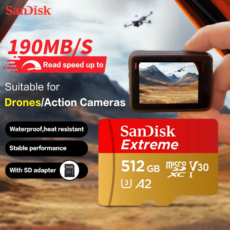 SanDisk Extreme MicroSD V30 A2 U3 4K Card – 32–256GB MicroSD Memory Card PRIMED