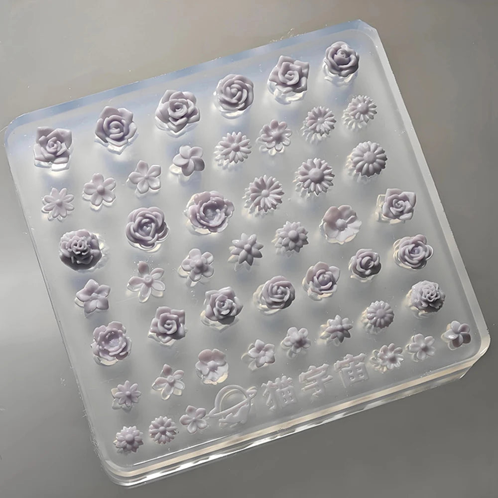 3D Floral Silicone Nail Art Mold – Rose & Mixed Flower DIY