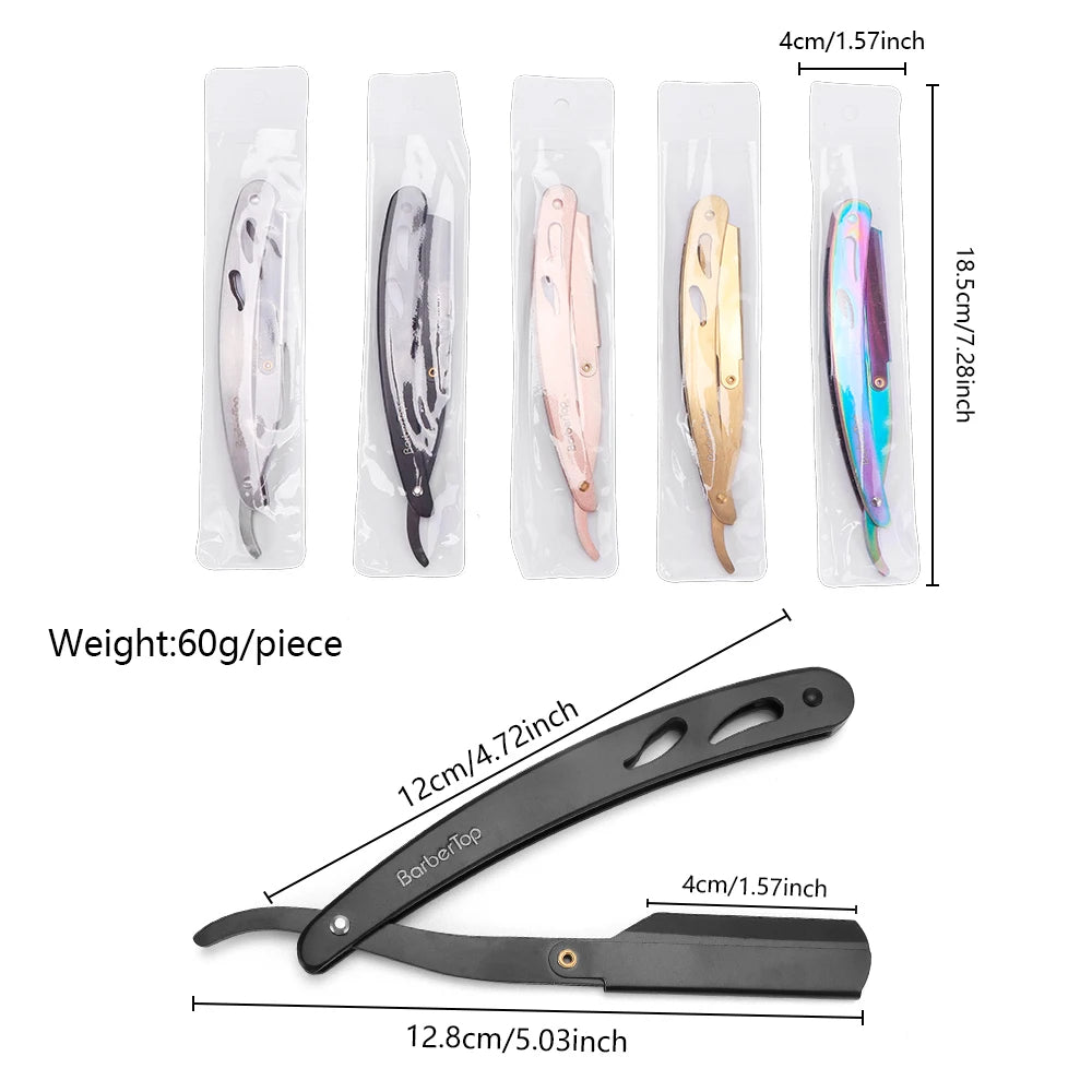Men's Folding Shavette Razor – Replaceable Blades, 5 Colors