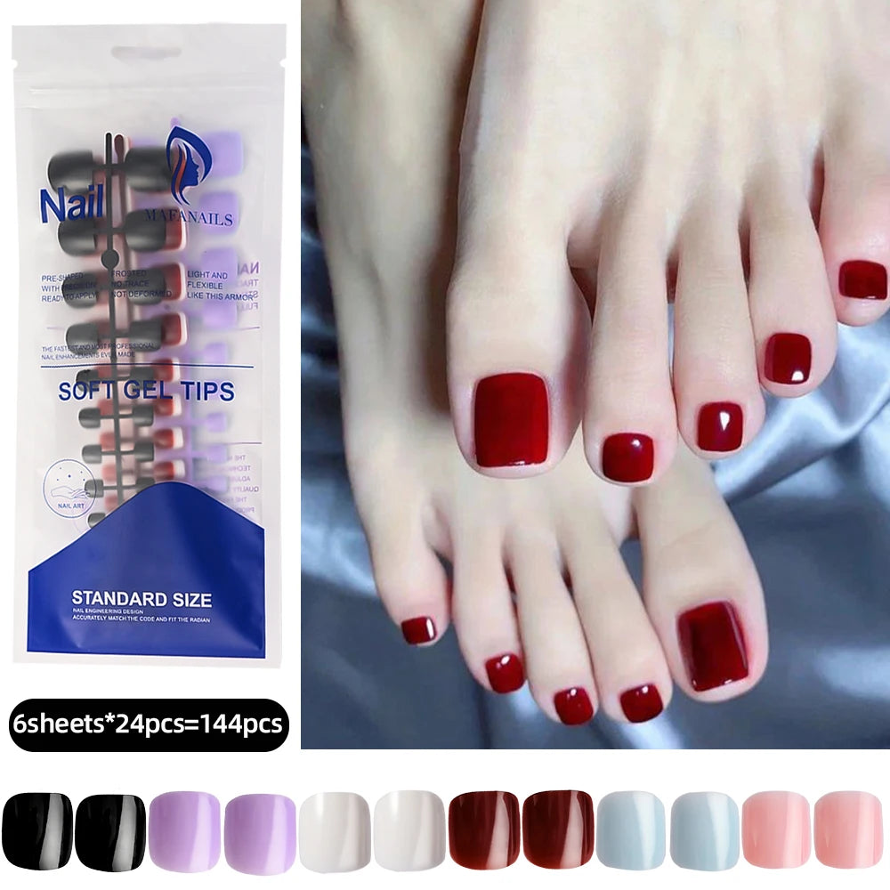 120Pcs French Press-On Toenails – Ultra-Thin Full Cover Acrylic