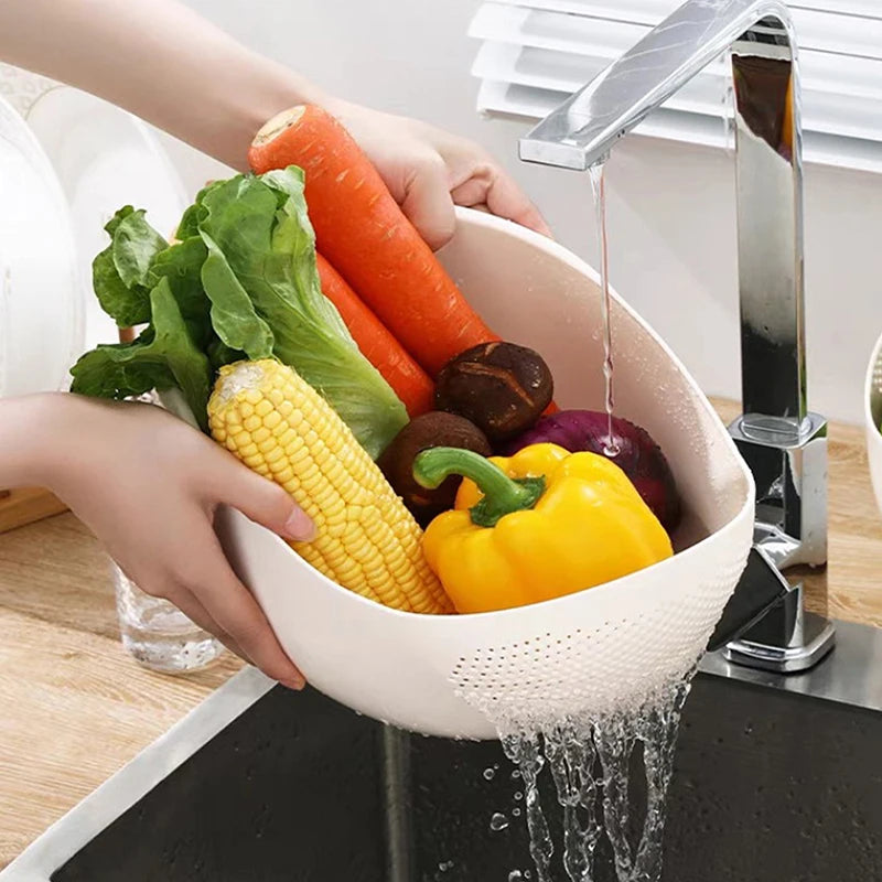 Plastic Rice Sieve Colander & Kitchen Drain Basket w/ Handles Kitchen Colander Strainer PRIMED