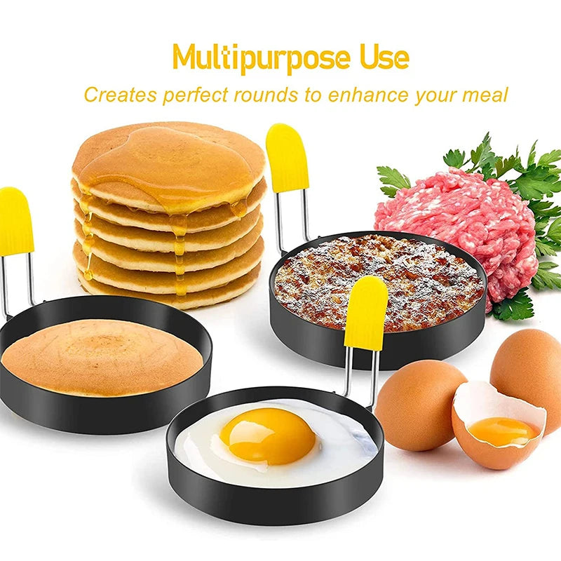 4-Pack Stainless Steel Egg Rings – Round Fried Egg Molds Egg Cooking Rings PRIMED