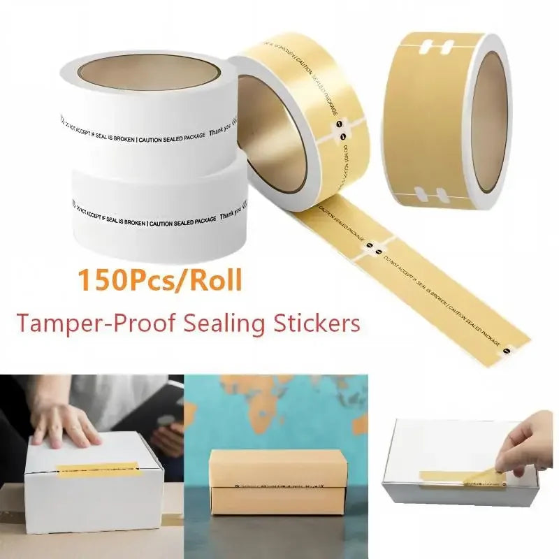100/150Pcs Tamper-Evident Kraft Paper Security Seal Labels