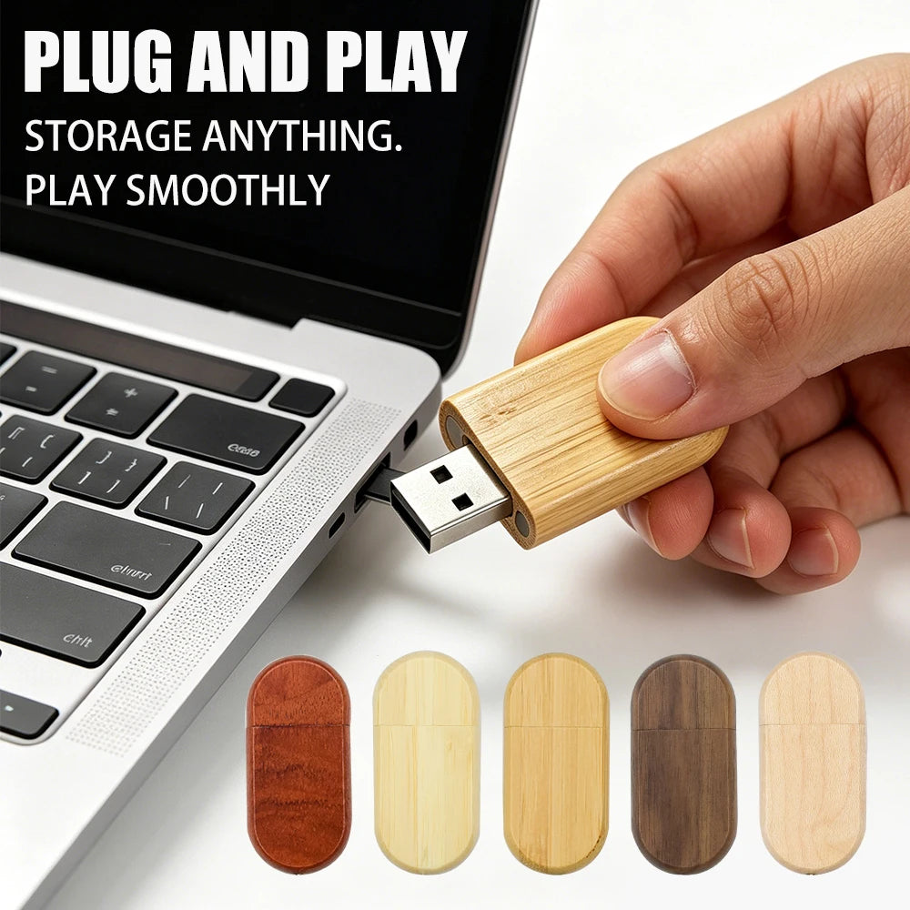 Wooden USB Flash Drive 4–128GB Bulk | Custom Logo Engraved USB Flash Drive PRIMED