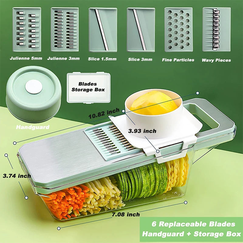LMETJMA 6-in-1 Mandoline Vegetable Slicer & Julienne Shredder Mandoline Vegetable Slicer PRIMED