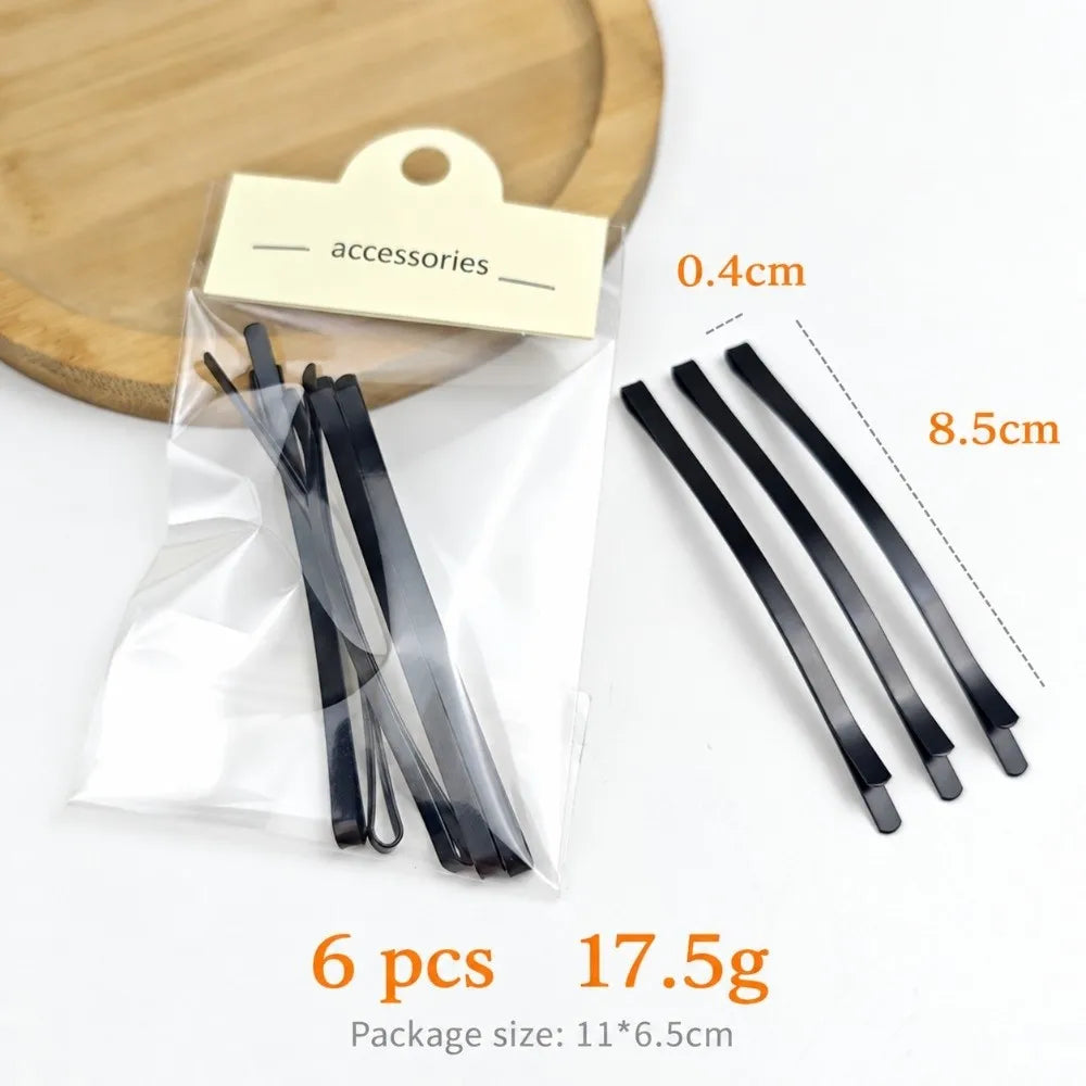 Metal Black BB Hair Clips Arc Barrette – 6 or 12 Pack Hair Clips PRIMED M-6Pcs