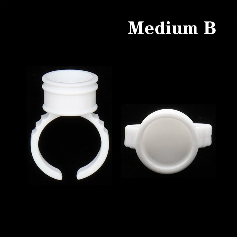 100Pcs Disposable Lash Glue Rings | Eyelash Extension Supplies Lash Extension Accessory PRIMED 100pcs white Medium