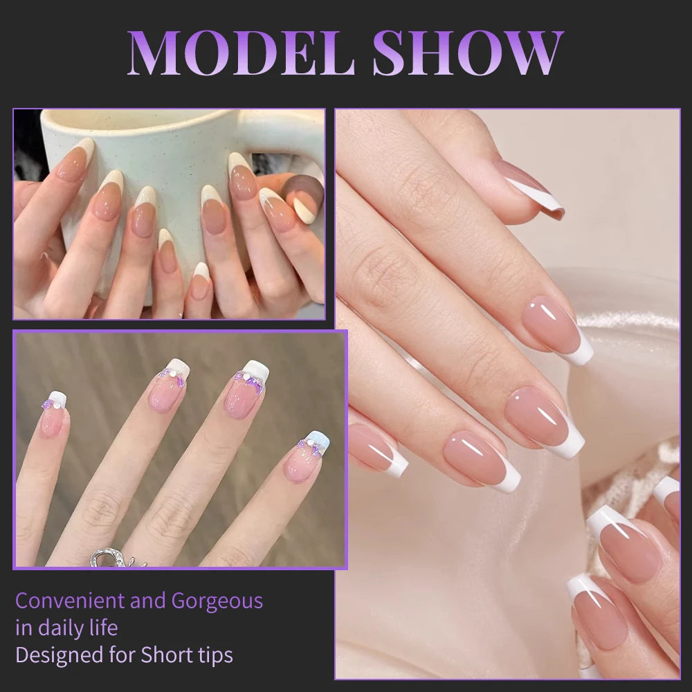 120pcs French Full Cover Nail Tips – Press On Gel & Acrylic Set