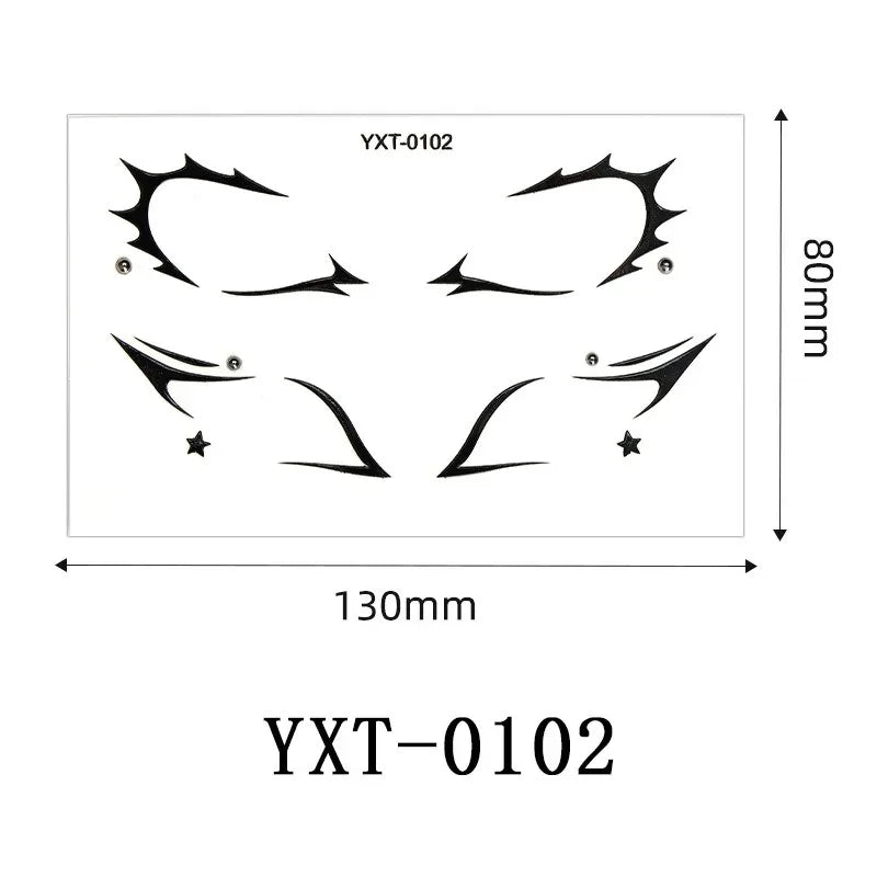 Gothic Metallic Eye Corner Temporary Tattoo Stickers | Cosplay Face Tattoo Stickers PRIMED YXT-102-1Pc