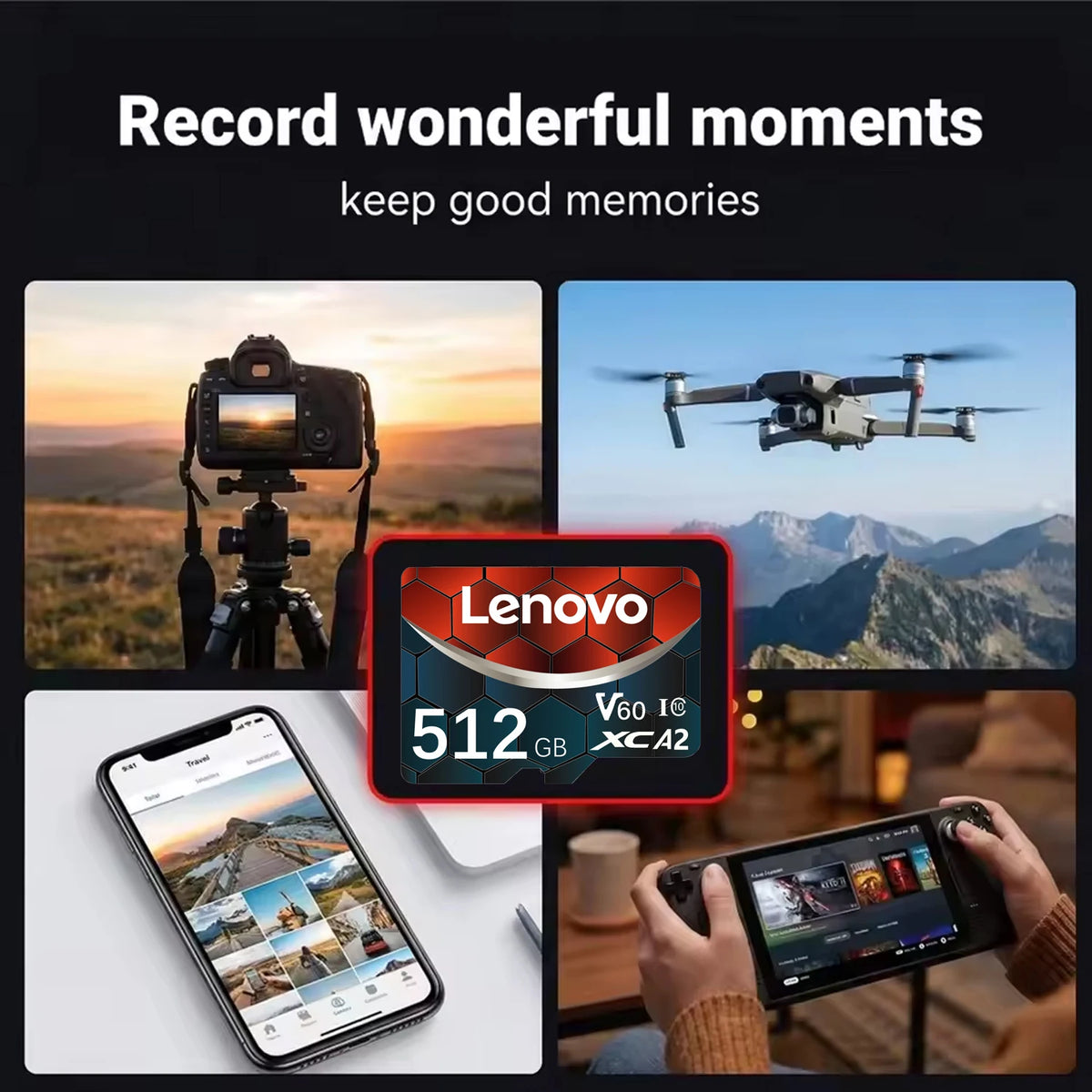 Lenovo Micro SD Card 64GB–512GB U3 V60 A2 High Speed Micro SD Card PRIMED
