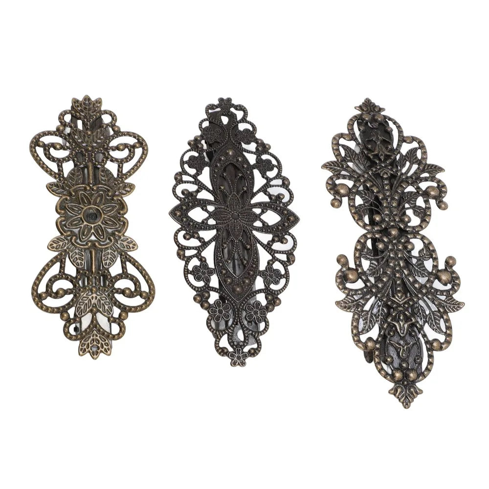 Vintage Antique Bronze Hair Clips Set of 3 | Retro Barrettes