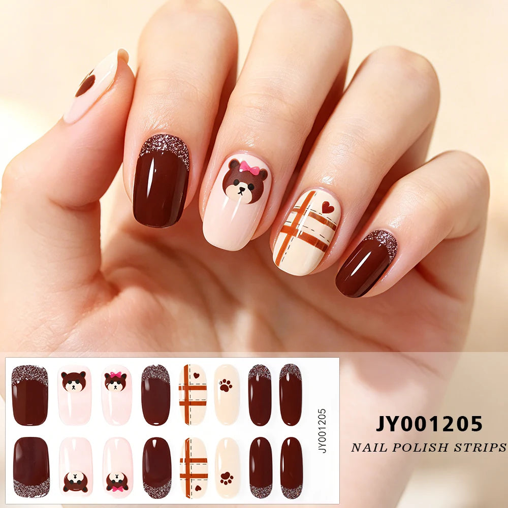 Spring Daisy Nail Stickers 16 Tips | Full Cover Glitter Decals