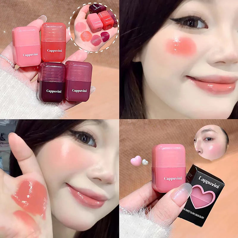 Cappuvini Liquid Blush – Moisturizing Korean Makeup 4 Colors Liquid Blush PRIMED