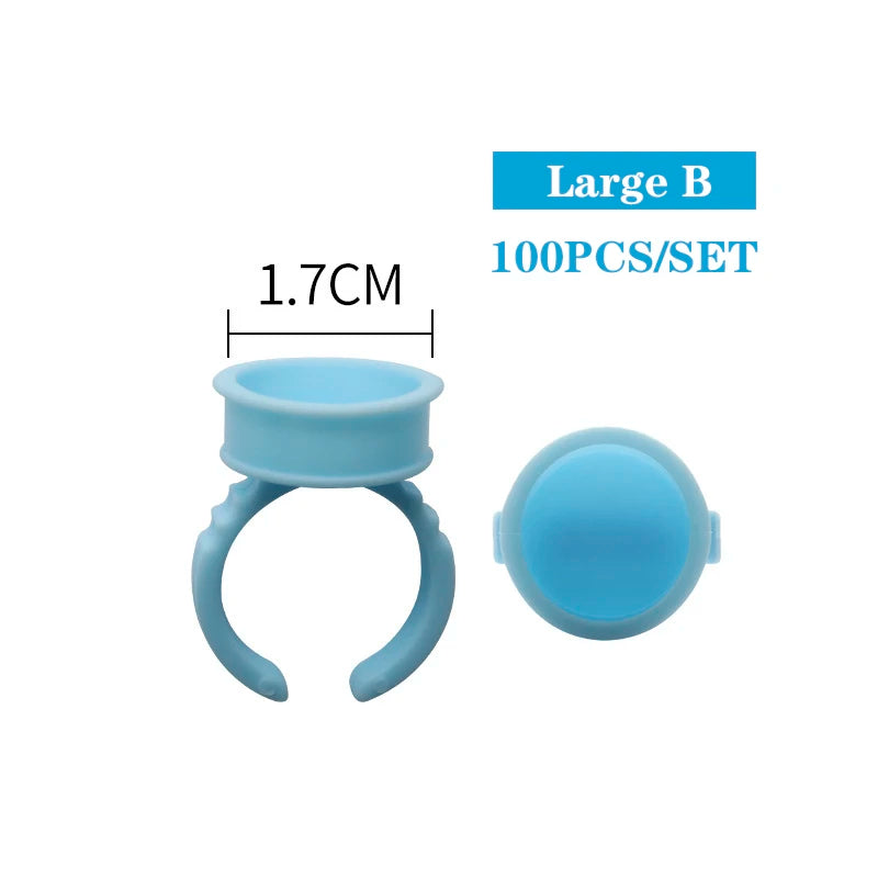 100Pcs Disposable Lash Glue Rings | Eyelash Extension Supplies Lash Extension Accessory PRIMED 100pcs blue large B