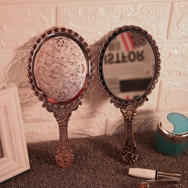 Vintage Handheld Makeup Mirror – Portable Travel Mirror